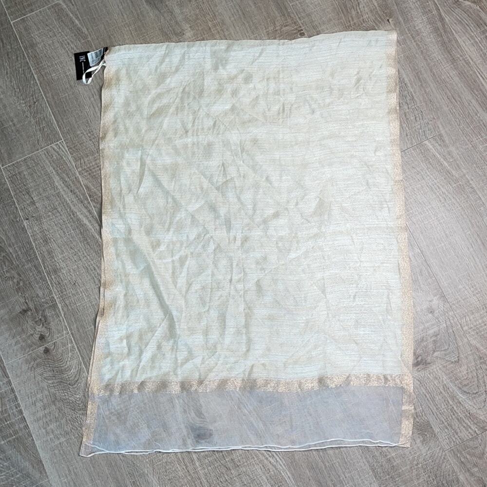 INC INTERNATIONAL CONCEPTS Ivory Sheer Shimmer Scarf Wrap - Picture 5 of 7